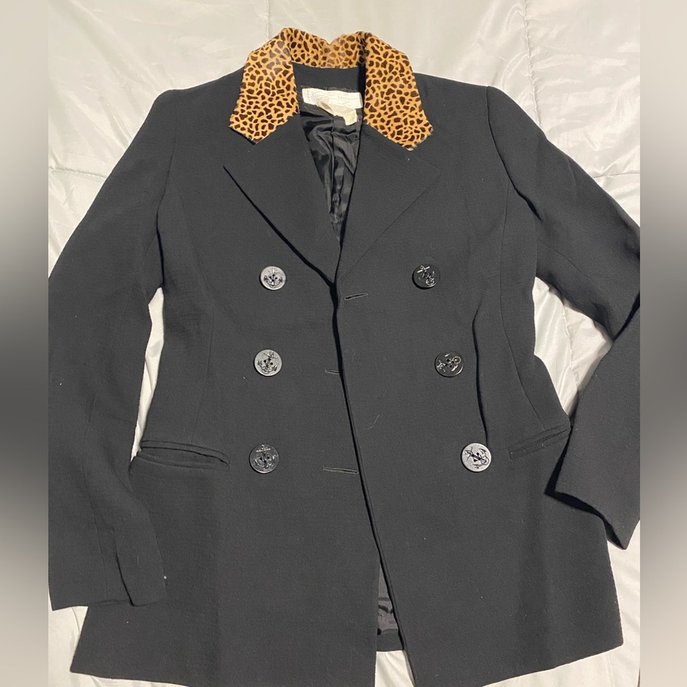 Leopard Collar Black Blazer